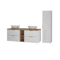 BADMÖBEL 140.6cm Aurora 2er-Set Weiß - Weiß, Holzwerkstoff (140.6/52.2/46.5cm) - Petits-meubles