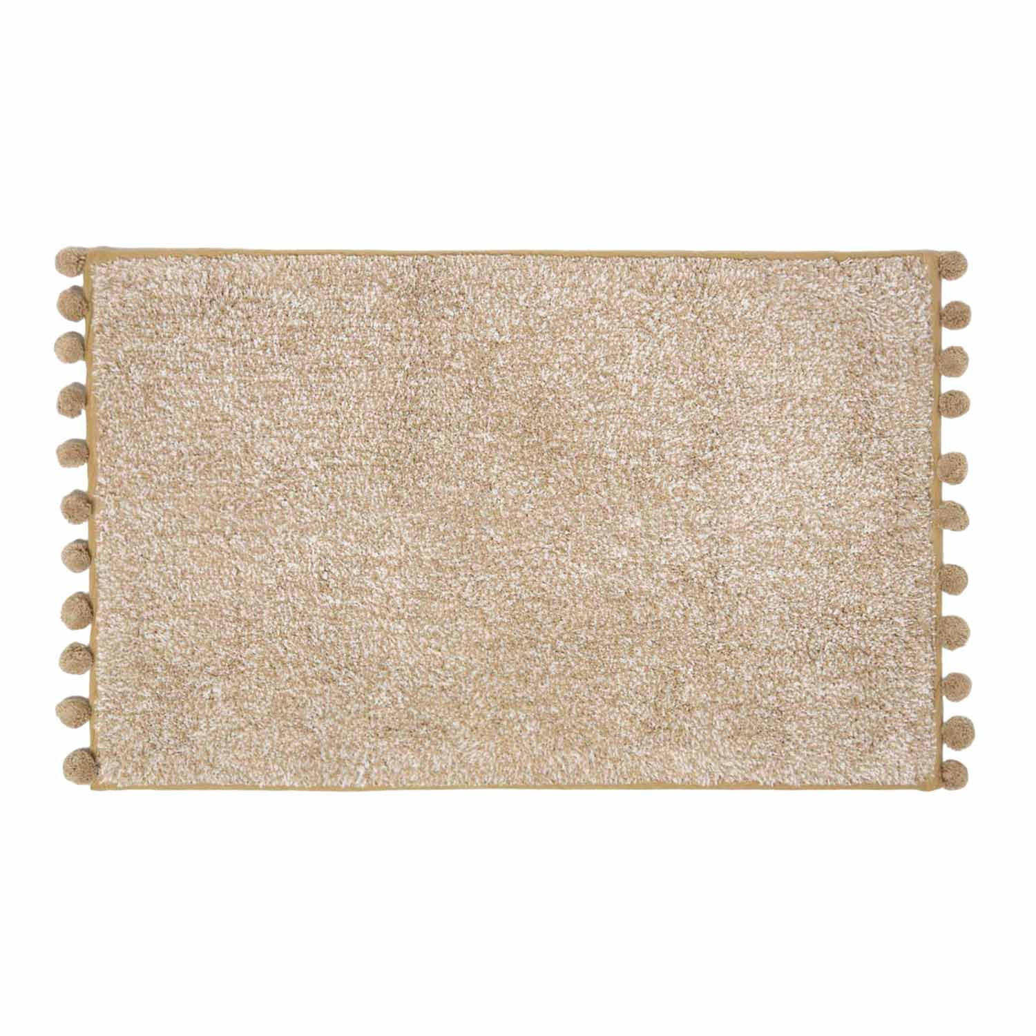 BADEMATTE Pompons 50/80 cm, Baumwolle - Beige, Textil (50/80cm) - Homescapes