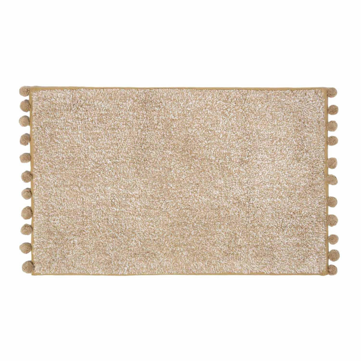 BADEMATTE Pompons 50/80 cm, Baumwolle - Beige, Textil (50/80cm) - Homescapes