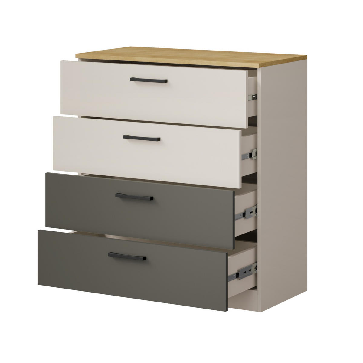 KOMMODE mit Schubladen Billz 4S 80 Kaschmir/Eiche Cremona - Kaschmir/Schwarz, Holzwerkstoff/Kunststoff (80/90/40cm) - mzm24