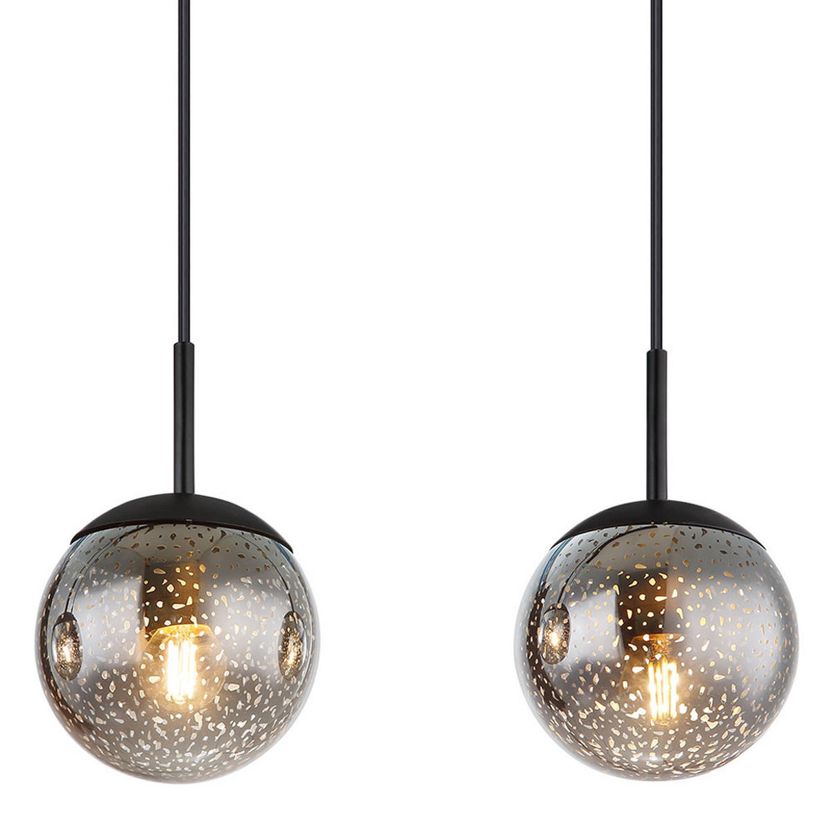 HÄNGELEUCHTE SAMOS Metall Schwarz Glas - Schwarz, Glas (90/15/120cm) - Globo Lighting