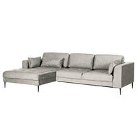 ECKSOFA mit Longchair - Hellgrau, Textil/Metall (275/168cm) - home24