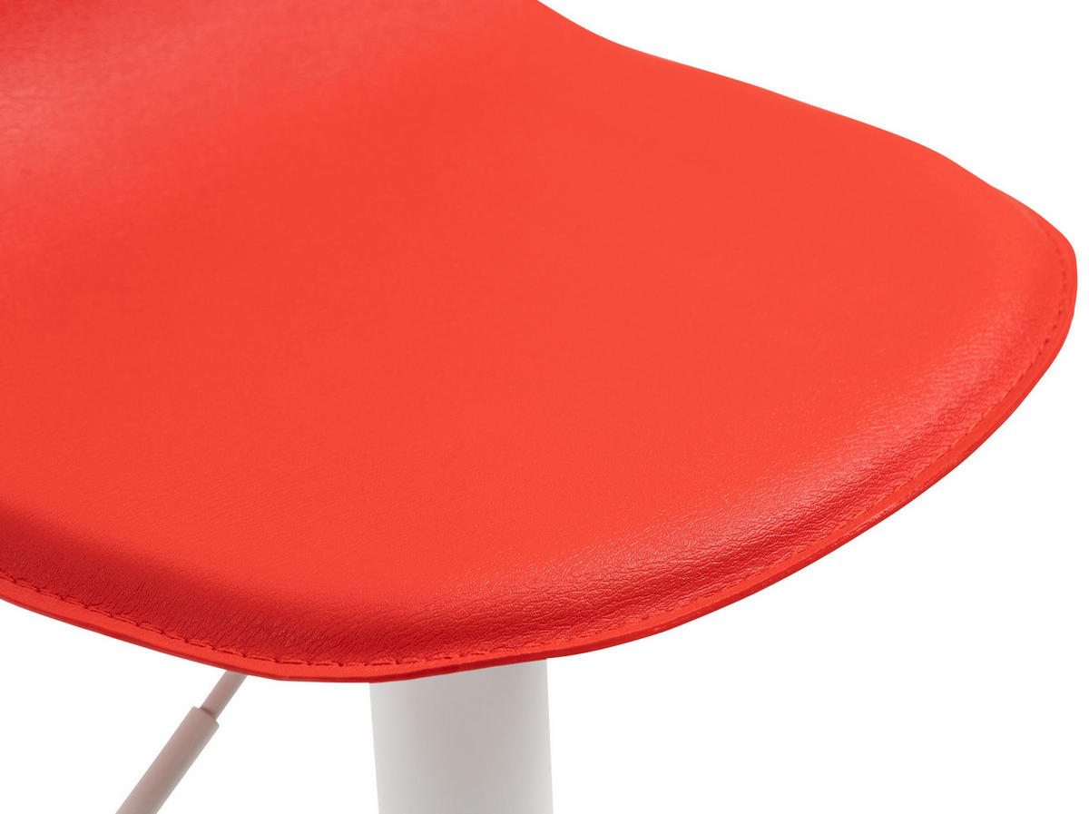 BARHOCKER Lederlook rot - Rot/Weiß, Textil/Metall (39/73/41cm) - CLP