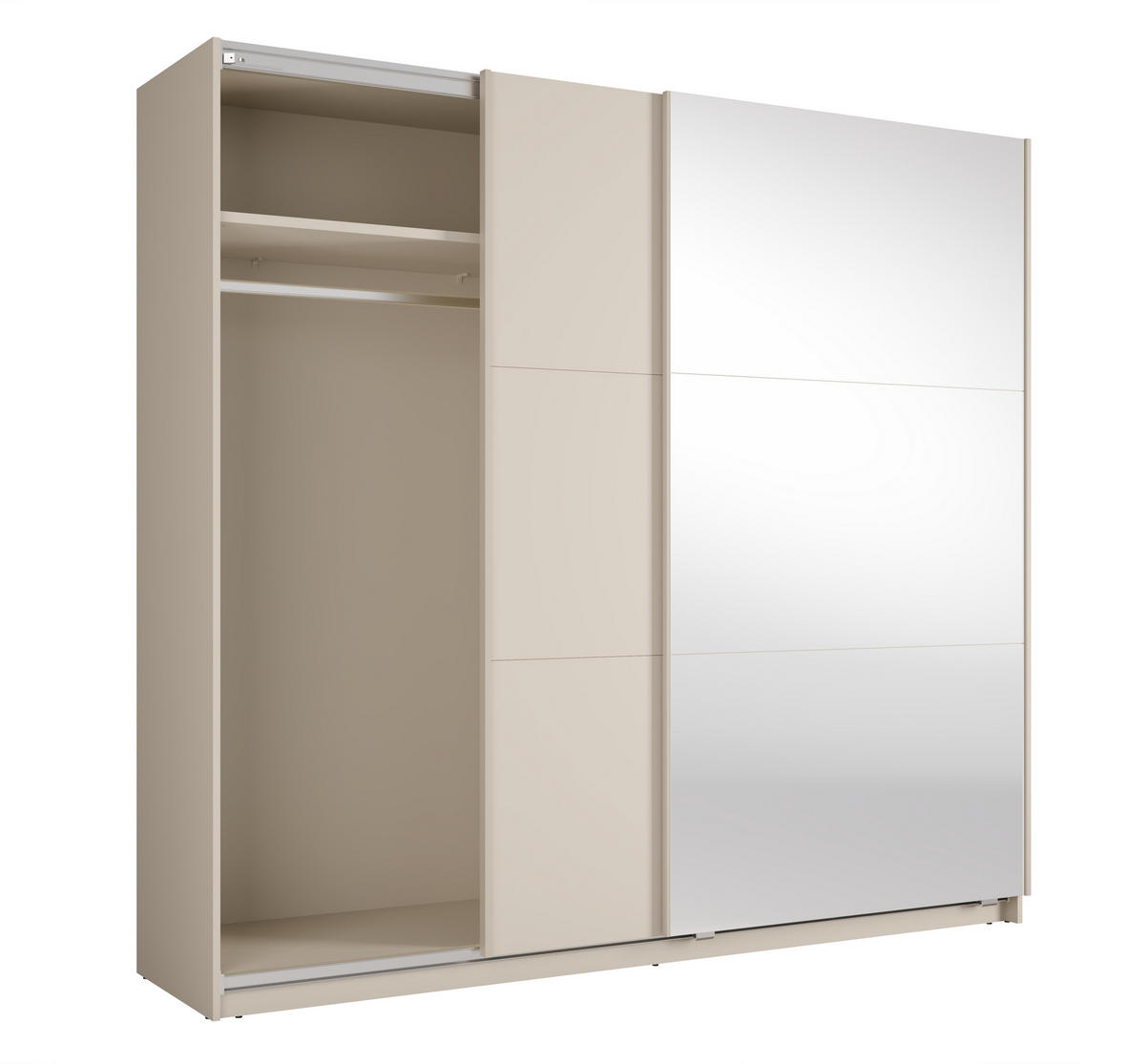 SCHWEBETÜRENSCHRANK Lunoria 221 cm Beige mit Spiegel - 221/207/60 cm - Beige, Holz/Holzwerkstoff (221/207/60cm)