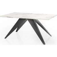 ESSTISCH Vance rechteckig ausziehbar, Marmor Weiß 160-260/90/76 cm - Ecru/Schwarz, Holzwerkstoff/Metall (160/90/76cm) - WFL GROUP