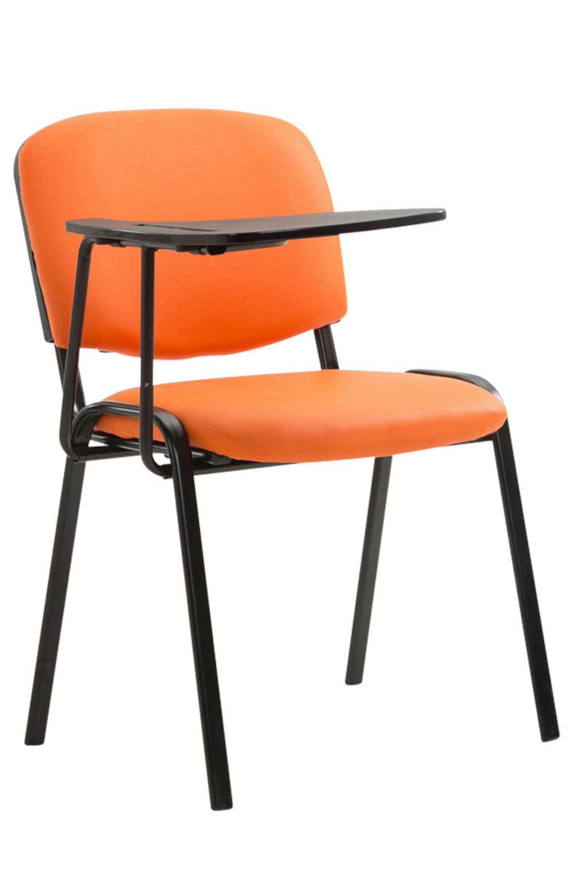 BESUCHERSTUHL 4er Set Lederlook Orange - Schwarz/Orange, Textil/Metall (53/81/71cm) - CLP