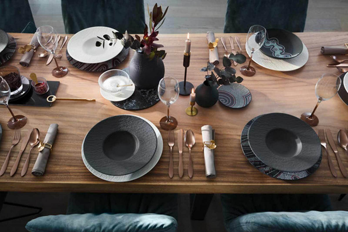 KOMBI-SET Manufacture Rock schwarz 20-tlg. - Schwarz, Keramik (28/32/38cm) - Villeroy & Boch