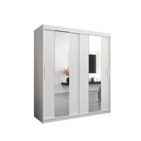 SCHWEBETÜRENSCHRANK 200/180/62 2-türig - Silberfarben/Weiß, Holz/Kunststoff (180/200/62cm) - MÖBEL KRYSPOL