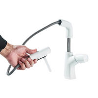 WASCHTISCHARMATUR herausziehbarer Wasserfall-Auslauf, heißes kaltes Wasser, Weiß - Weiß, Metall (19/24.5/5cm) - Kaket
