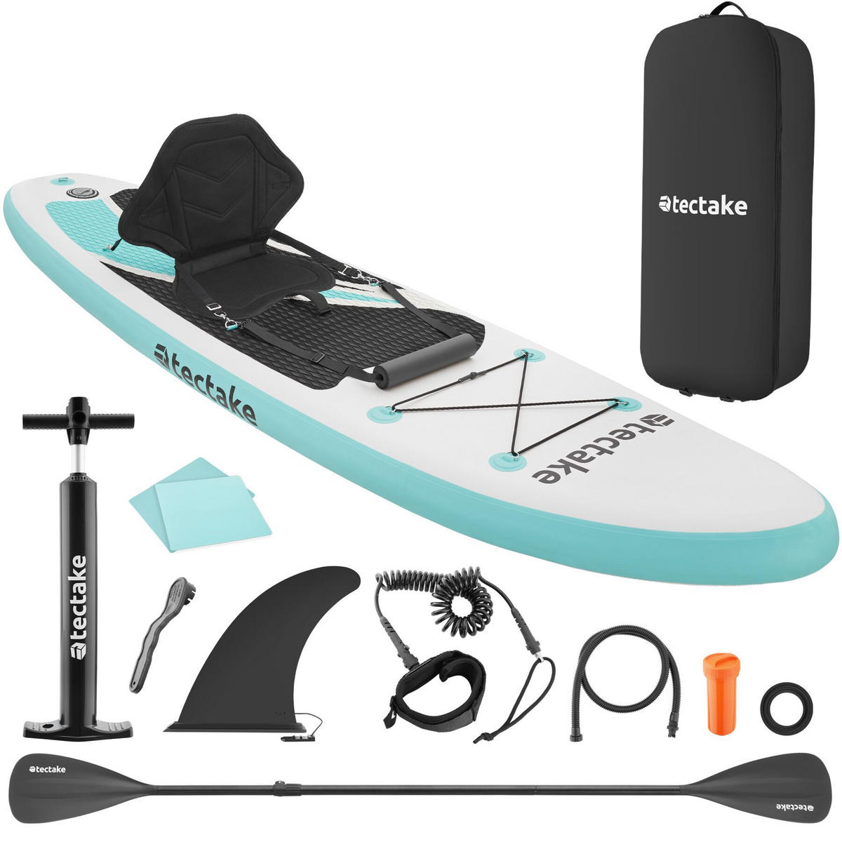 STAND-UP PADDLE BOARD ,288 x 77 x 22,5 cm,weiß/türkis - Weiß, Kunststoff (288/77/22.5cm) - tectake