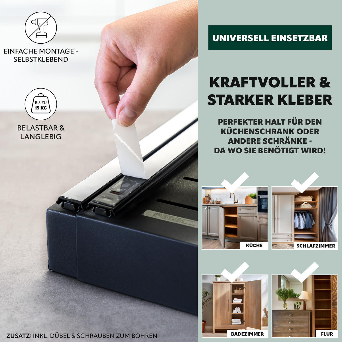 TELESKOPSCHUBLADEN (2er Set), ausziehbar, Metall, schwarz - Schwarz, Metall (51/6/42cm) - bremermann