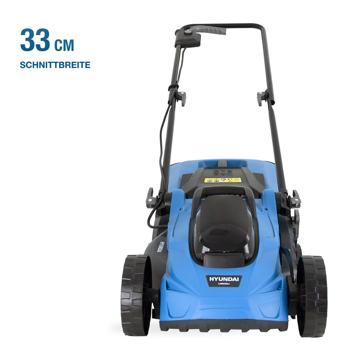 AKKU-RASENMÄHER 20V Brushless – 33 cm, 2 x 4.0 Ah Akku & Doppelladegerät – 35L Korb - Blau, Kunststoff (38.6/101/131.5cm) - HYUNDAI