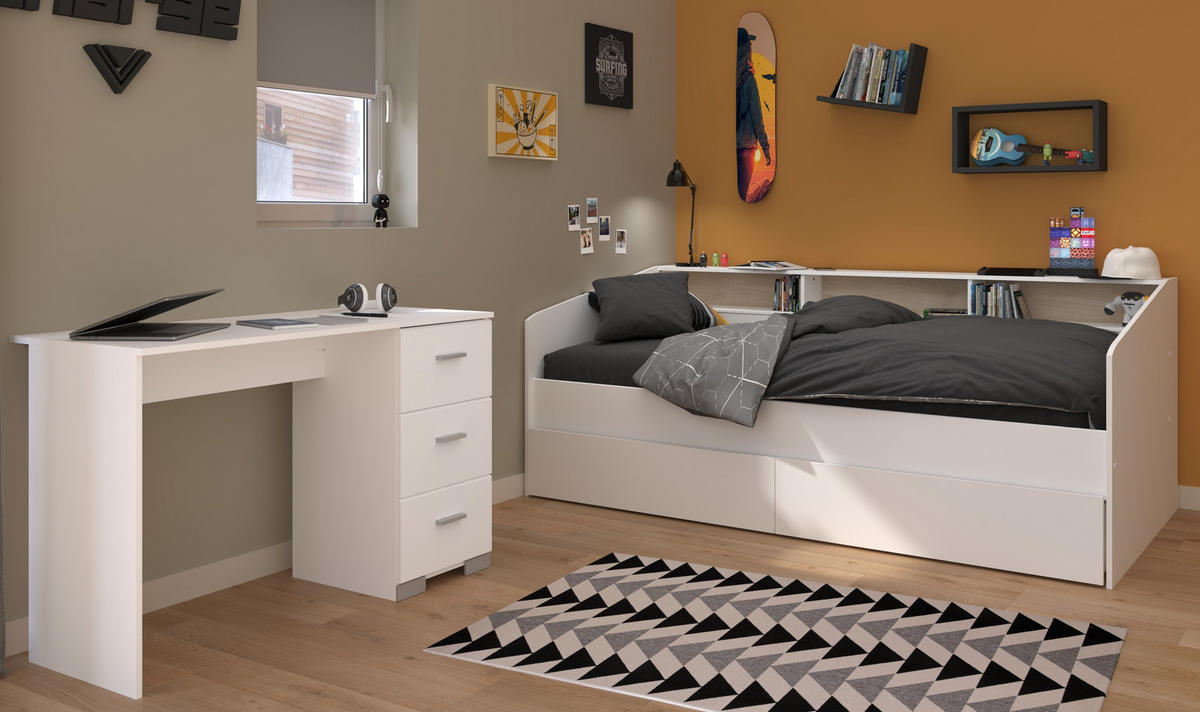JUGENDZIMMER Sleep 46 in Weiß 3 teilig - Weiß, Holzwerkstoff (120/200/80cm)