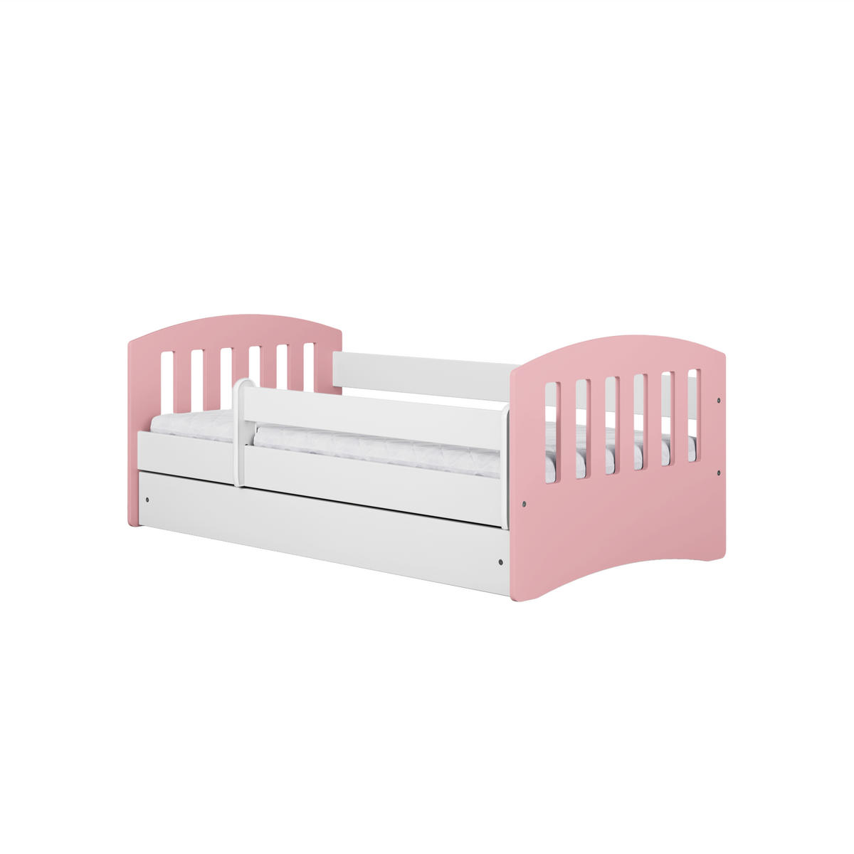KINDERBETT CLASSIC mit Schublade und Matratze 90/65/164 - Hellrosa, Holzwerkstoff (80/160cm) - RAUMHIRSCH FURNITURE