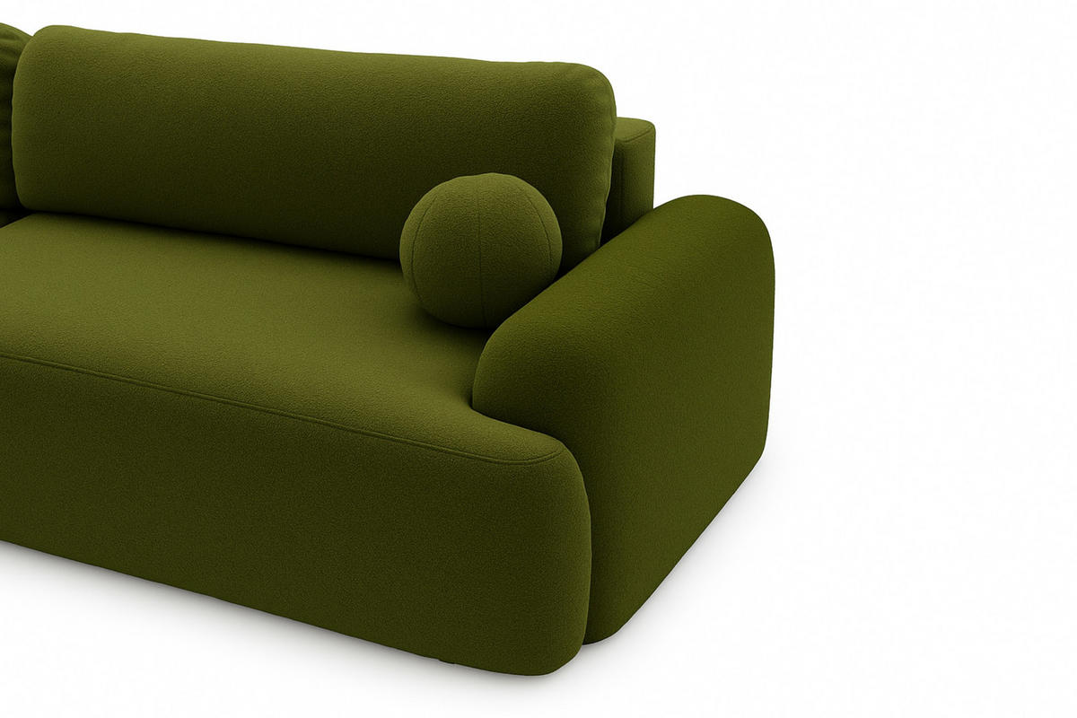 ECKSOFA Cloudy Grün, Sofa aus Boucle-Stoff mit Kissen, linke seite - Grün, Holzwerkstoff/Textil (177/261cm) - Bettso