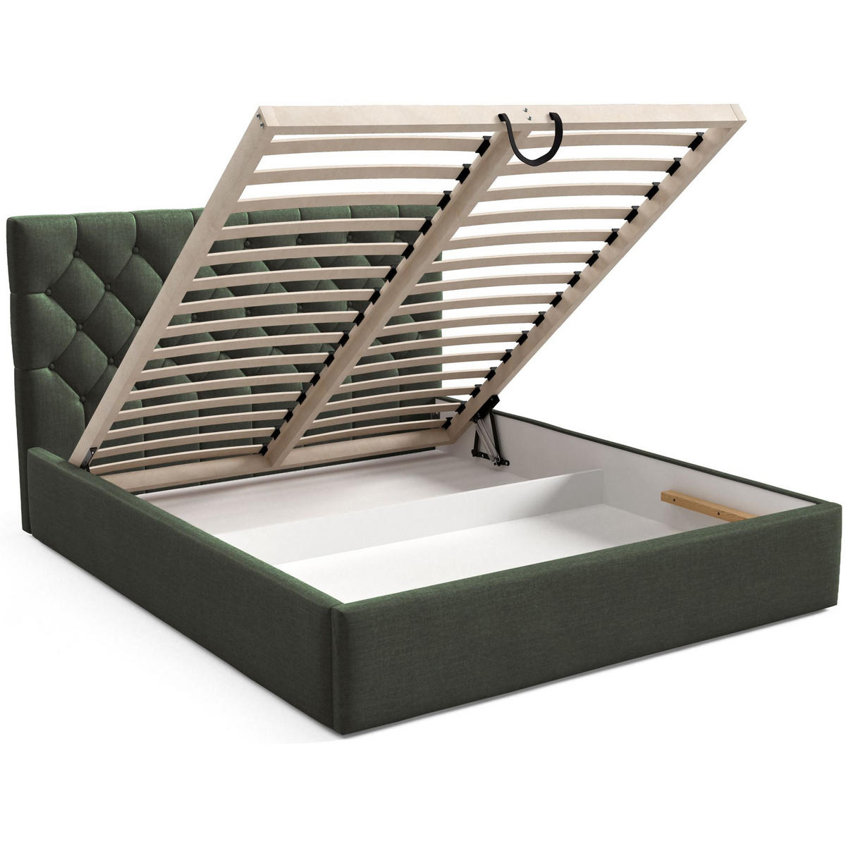 POLSTERBETT Aurevia Dunkelgrün Samtbezug 140x200 cm - Dunkelgrün, Textil (140/200cm) - Selsey
