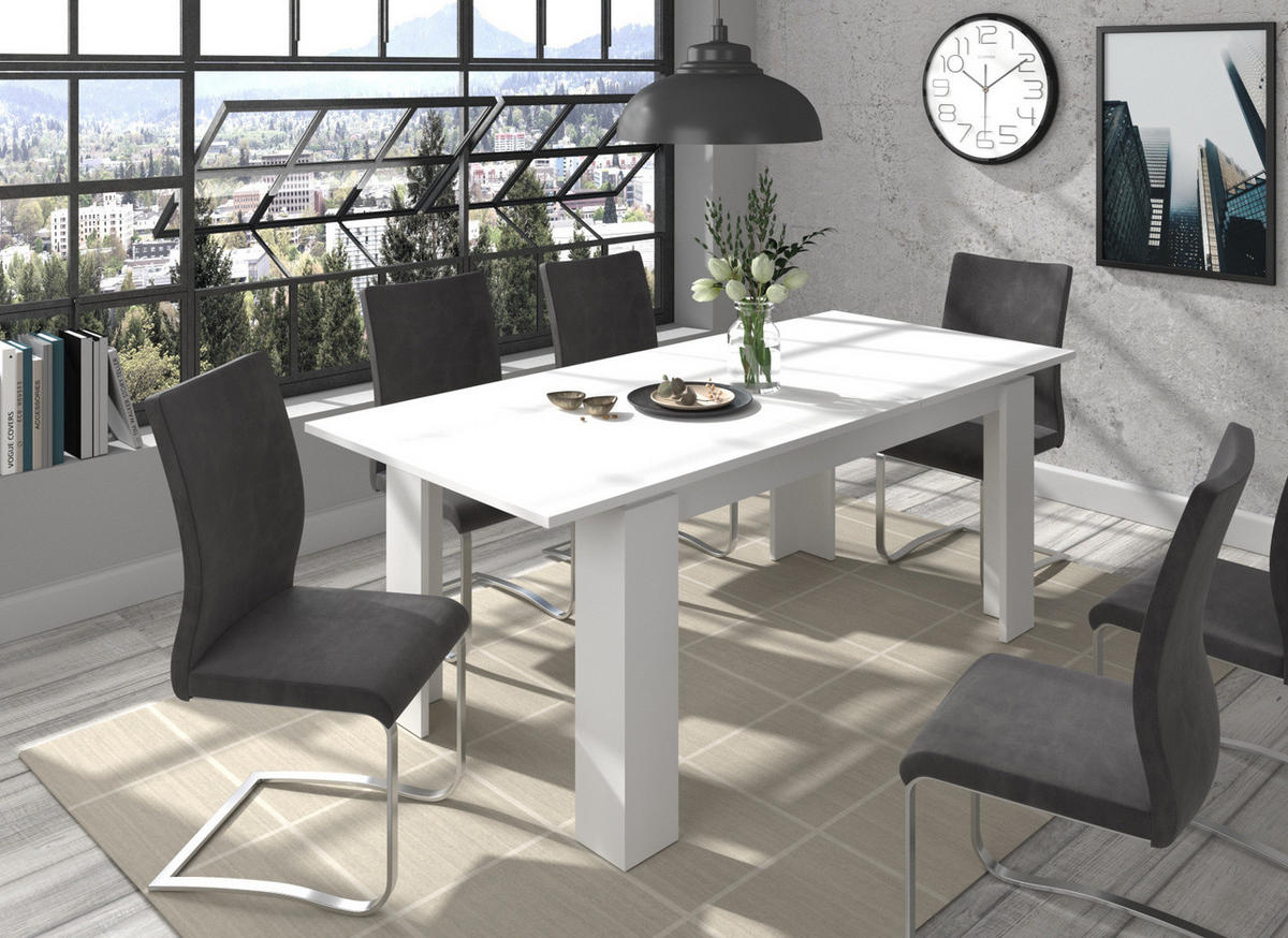 ESSTISCH weiß 160 - 200 x 90 cm, Küchentisch ausziehbar - Weiß, Holzwerkstoff/Metall (160/90/76cm) - Inn.Furn