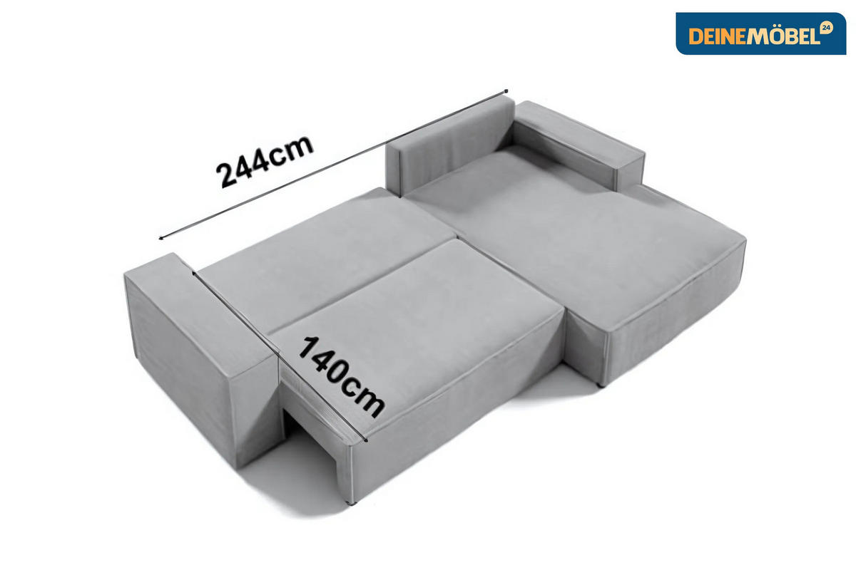 ECKSOFA MARCO 294/185 in Cord Anthrazit mit Schlaffunktion rechts - Anthrazit, Holz/Holzwerkstoff (294/185cm) - Deine Möbel 24
