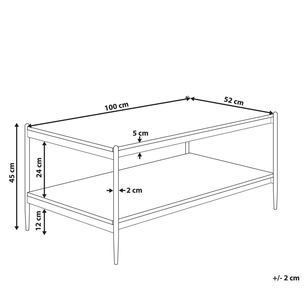 COUCHTISCH dunkler Holzfarbton/schwarz rechteckig Avoca - Dunkelbraun/Schwarz, Holzwerkstoff (52/100/45cm) - Beliani