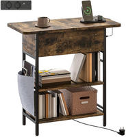 BEISTELLTISCH aus Holzwerkstoff 60x29,8x58,5 cm Rustikal Braun mit Steckdosen, USB-Anschlüssen und Stauraum - Braun, Holzwerkstoff (60/39.8/58.5cm) - Modfu