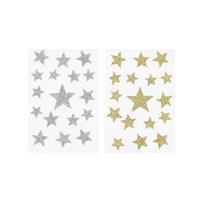 WEIHNACHTSDEKORATIONEN 2er-Set Fenstersticker Sterne silber, gold 15 cm - Silberfarben/Goldfarben, Kunststoff (15/15/0.1cm) - LAALU