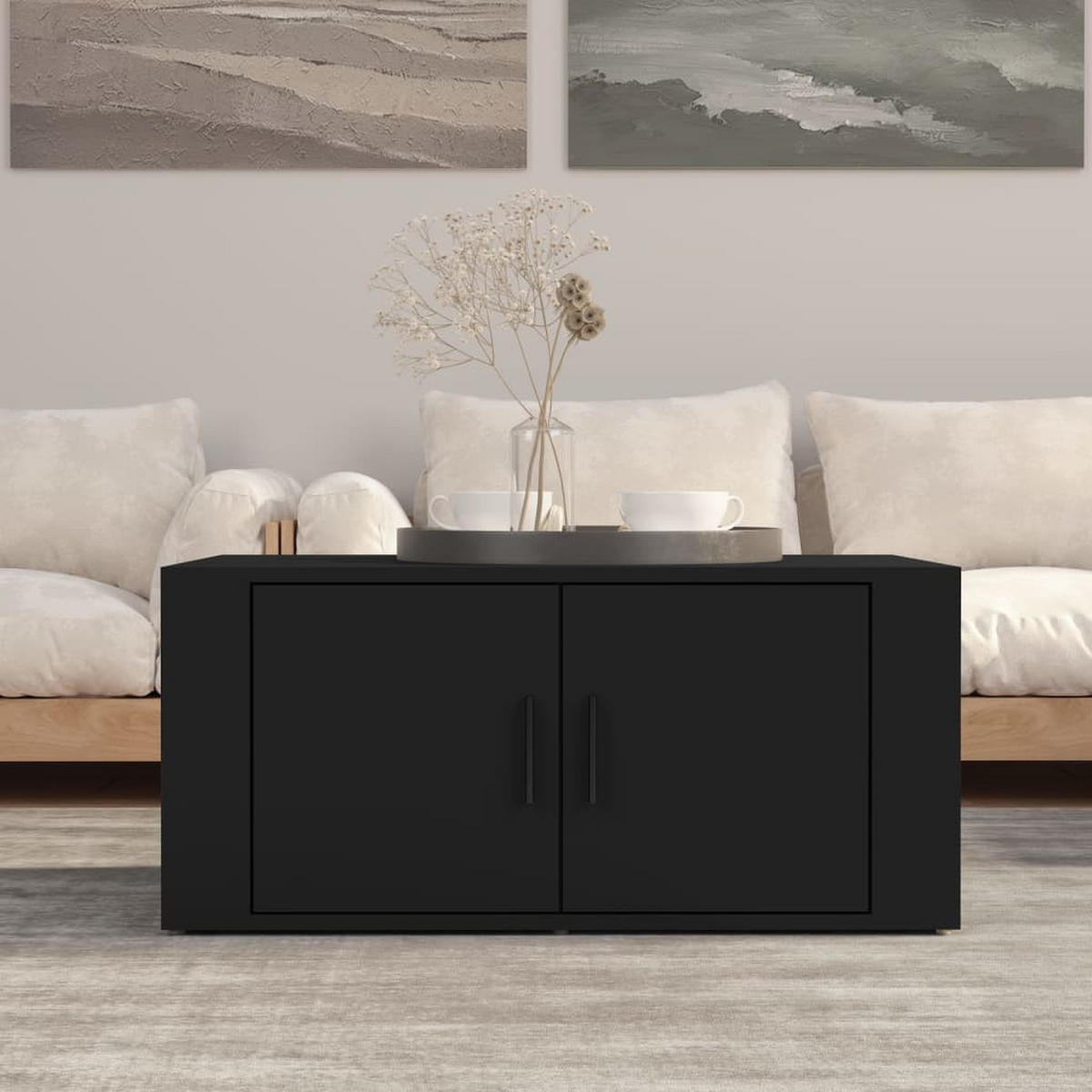 COUCHTISCH Schwarz 80x50x36 cm Holzwerkstoff - Schwarz, Holzwerkstoff (80/50/36cm) - furnicato