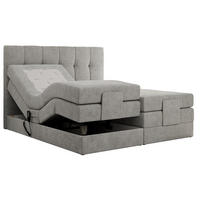 BOXBETT VITTORIA 180/200 - Hellgrau Struktur - H3 - Hellgrau, Holz/Textil (180/200cm) - MKS