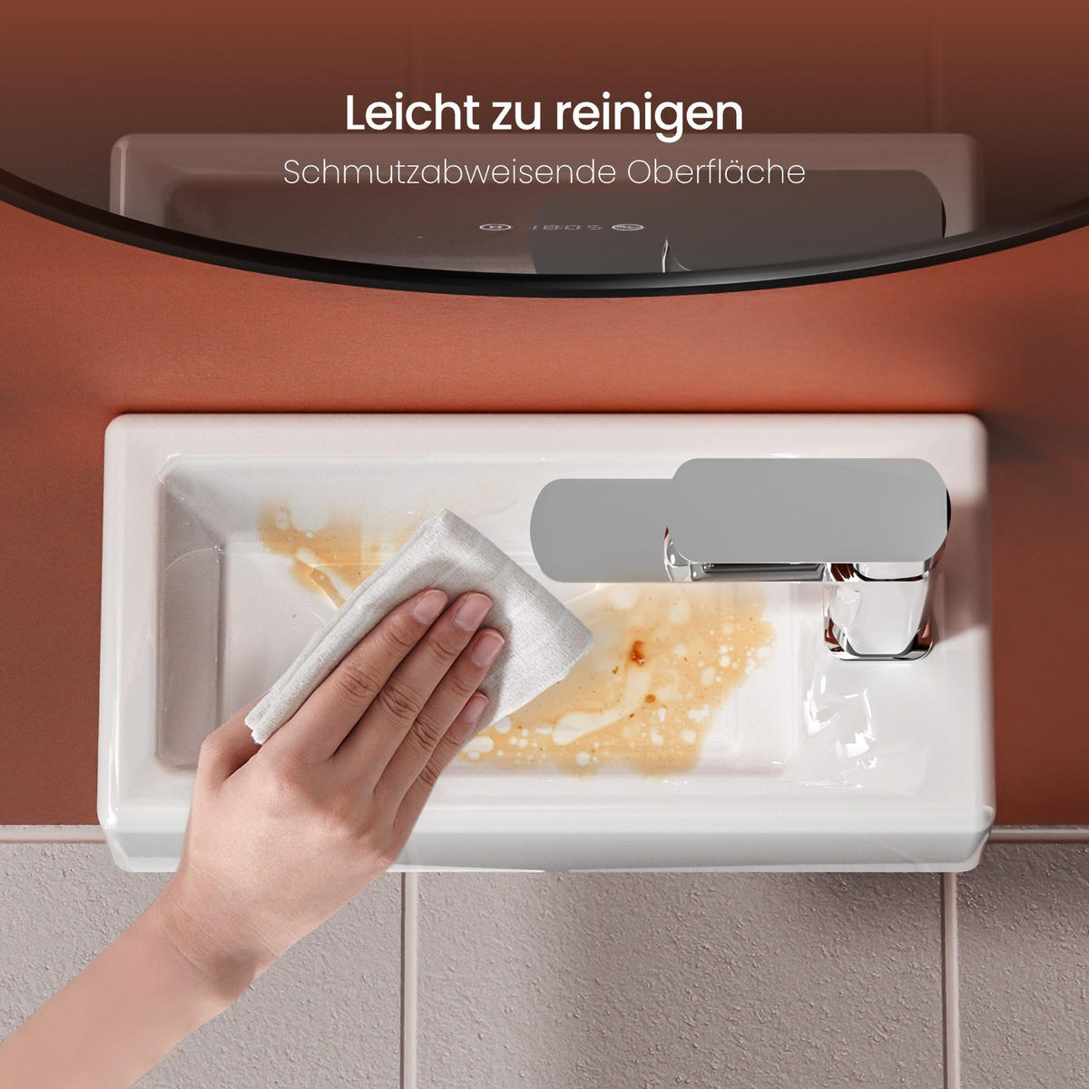 HANDWASCHBECKEN mit pflegeleichter Oberfläche, 1 Hahnloch Weiß 36,5 / 18 / 9 cm - Weiß Hochglanz, Keramik (18/9/36.5cm) - EMKE