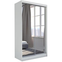 SCHWEBETÜRENSCHRANK Debra 120/216/61 weiß mit Spiegel und Schubladen - Weiß, Holzwerkstoff (120/216/61cm) - Beautysofa