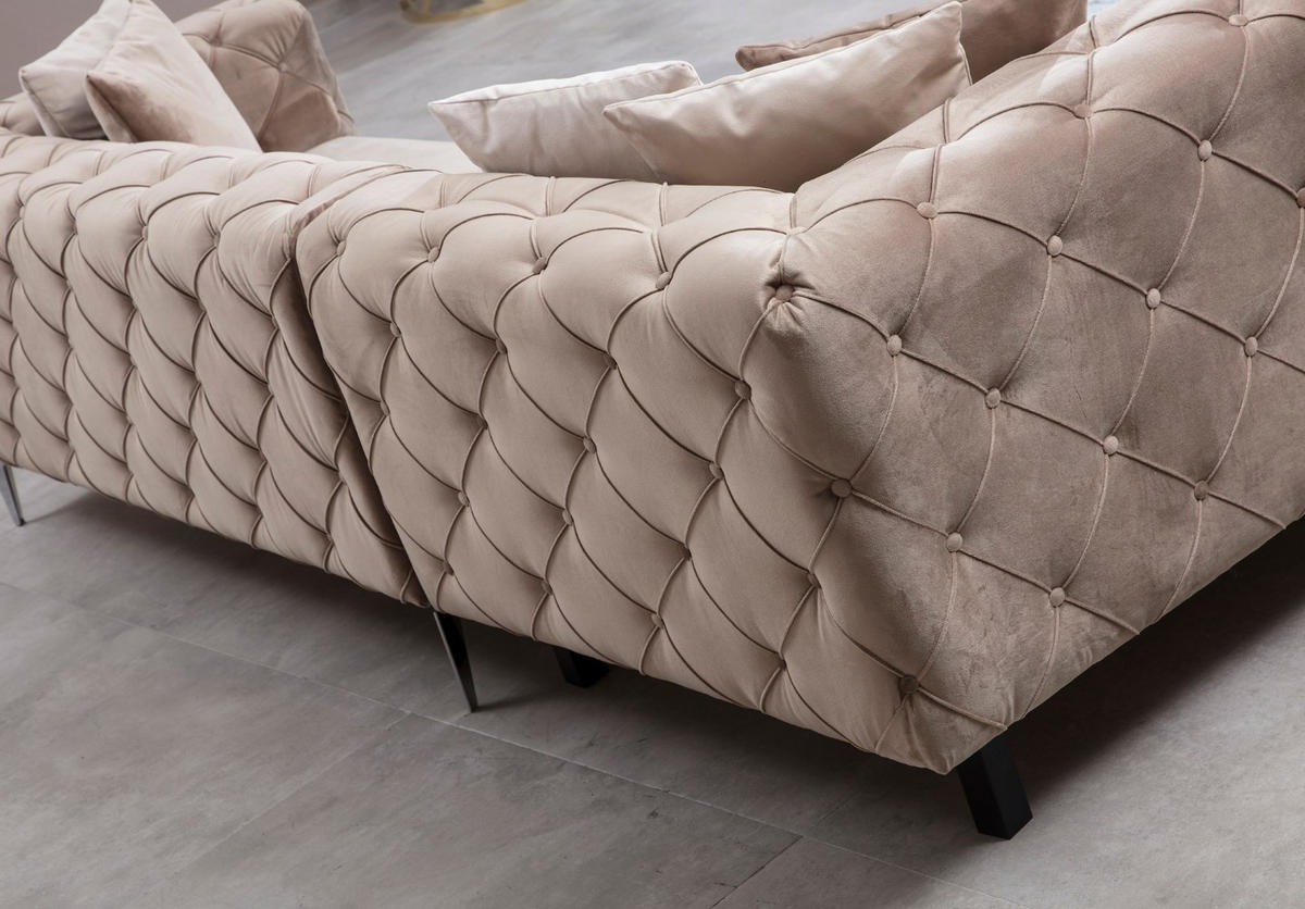 ECKSOFA mit großzügiger XXL Sitzfläche für die ganze Familie - Chromfarben/Beige, Holz/Textil (270/310cm) - myHomelando