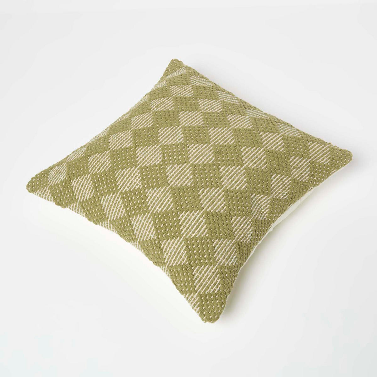 DEKOKISSEN Lima 45/45 cm geometrisch gemustert - Grün, Textil (45/45cm) - Homescapes