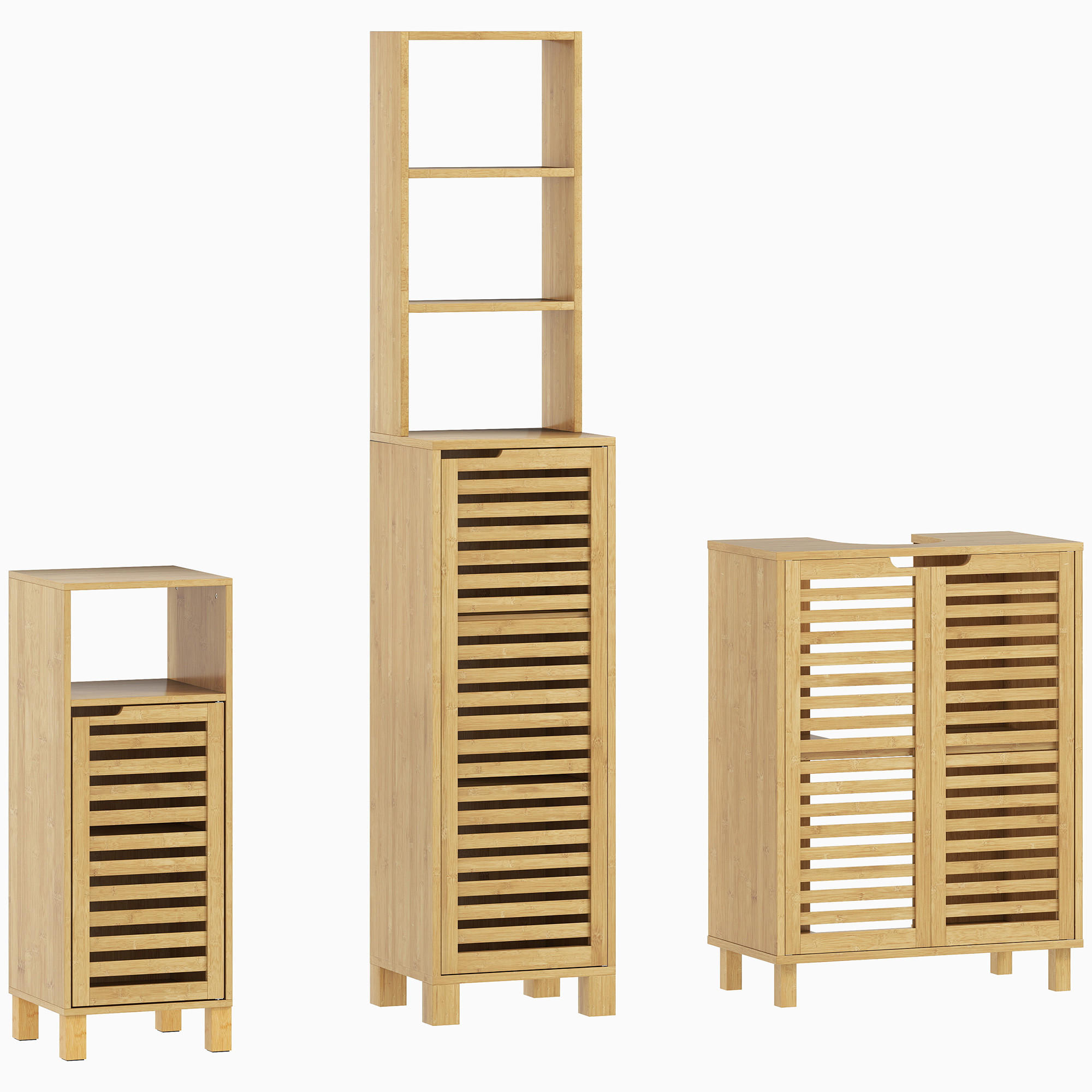 Homcom Badezimmerschrank-Set Natur 30x80x60 cm