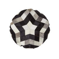 PATCHWORK-KISSEN Fell & Leder rund 40 cm – Stern - Multicolor, Leder/Textil (40/40cm) - Homescapes