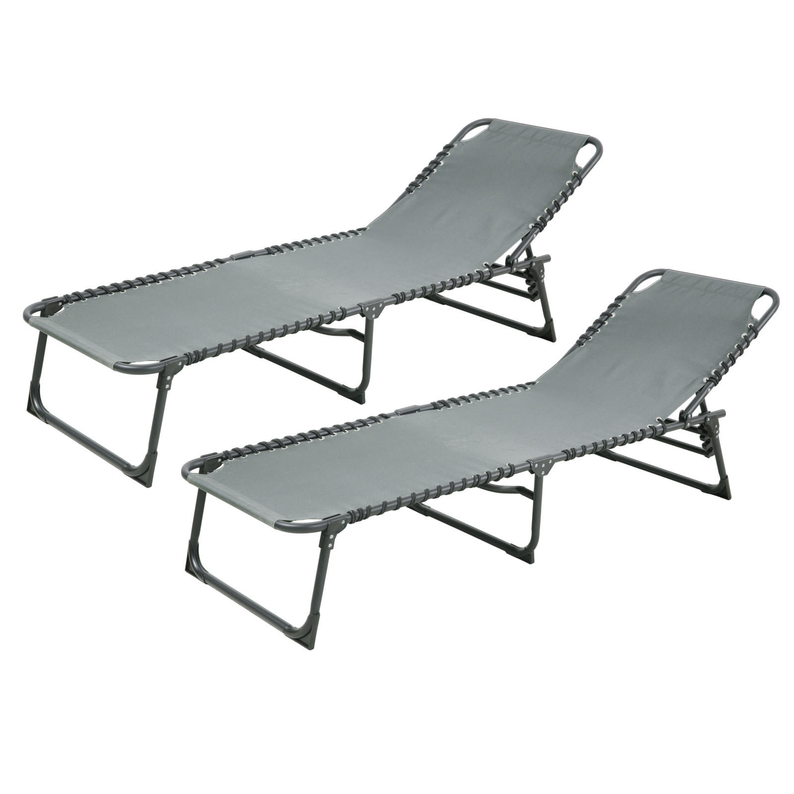 GARTENLIEGE 2er Set Hellgrau - Hellgrau, Metall (56/30/190cm) - SVITA