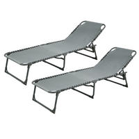 GARTENLIEGE 2er Set Hellgrau - Hellgrau, Metall (56/30/190cm) - SVITA