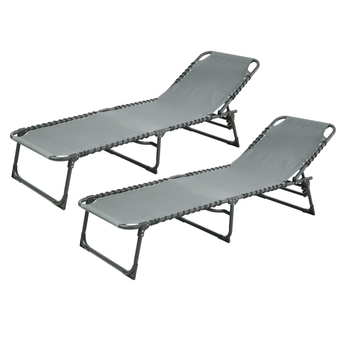 GARTENLIEGE 2er Set Hellgrau - Hellgrau, Metall (56/30/190cm) - SVITA
