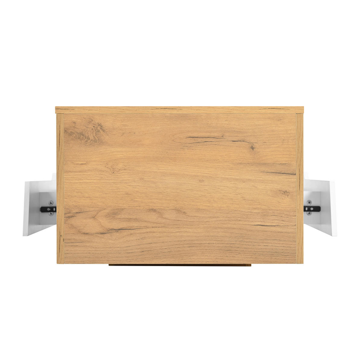 COUCHTISCH mit Schubladen ausziehbar Schiebefunktion Farbblockstruktur 120/50/37,5 cm - Weiß/Naturfarben, Holzwerkstoff (201.5/50/37.5cm) - EVRYAE