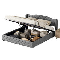 POLSTERBETT 180/200 cm grau mit hydraulischer Lagerung - Grau, Textil (180/200cm) - OKWISH