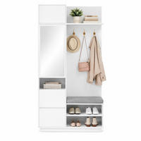GARDEROBE-SET in Weiß mit Spiegel und Sitzbank für Flur und Eingangsbereich, B90/T34.5/H190 cm - Weiß, Glas/Holzwerkstoff (90/190/34.5cm) - STILVORA