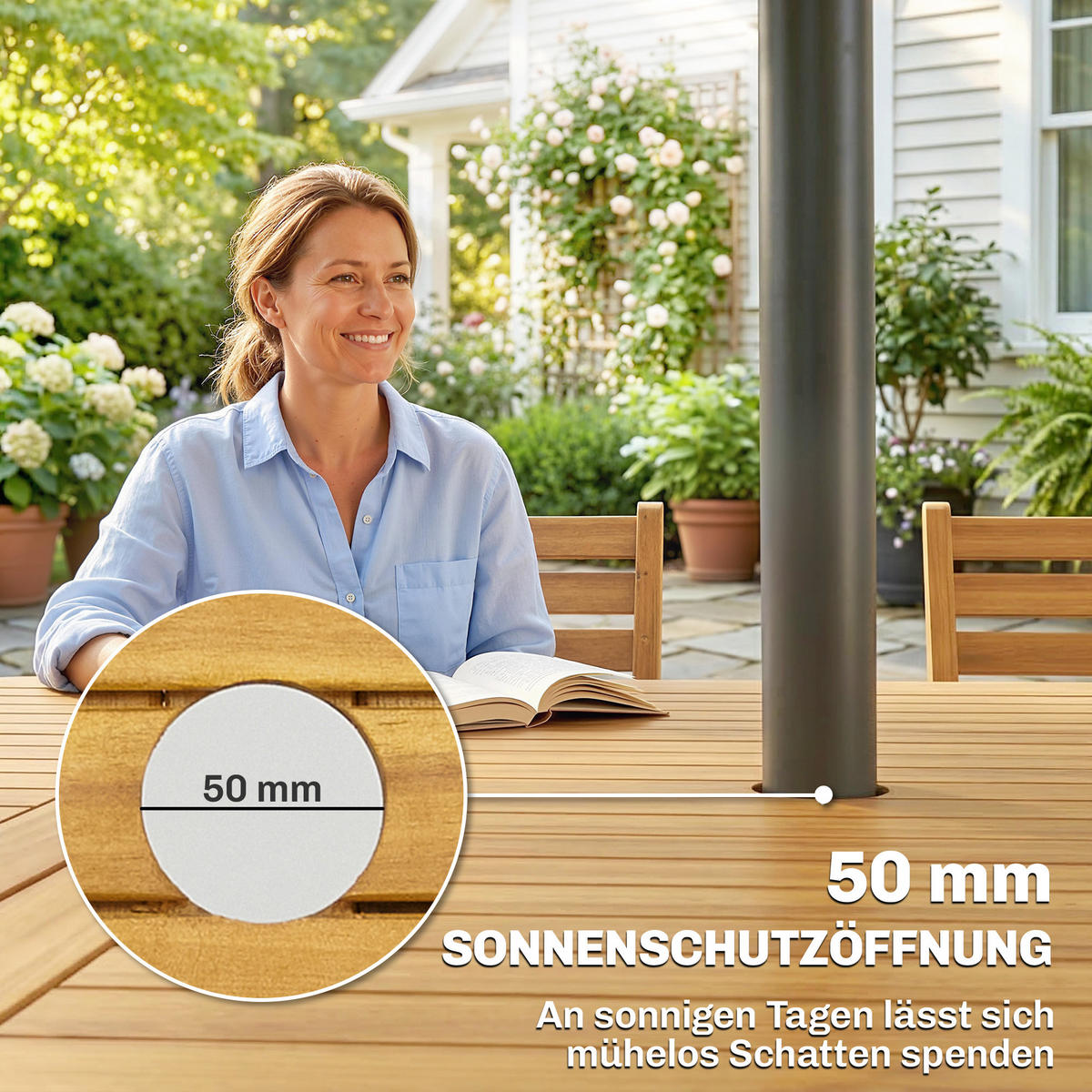 GARTENMÖBEL-SET Naturfarben 150.0/90.0/74.0cm - Naturfarben, Holz