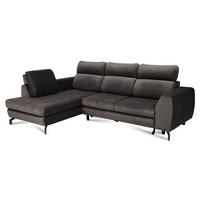ECKSOFA ANTE Links, mit Schlaffunktion und Bettkasten, Dunkelgrau - Dunkelgrau, Textil/Metall (266/184cm) - Idohome