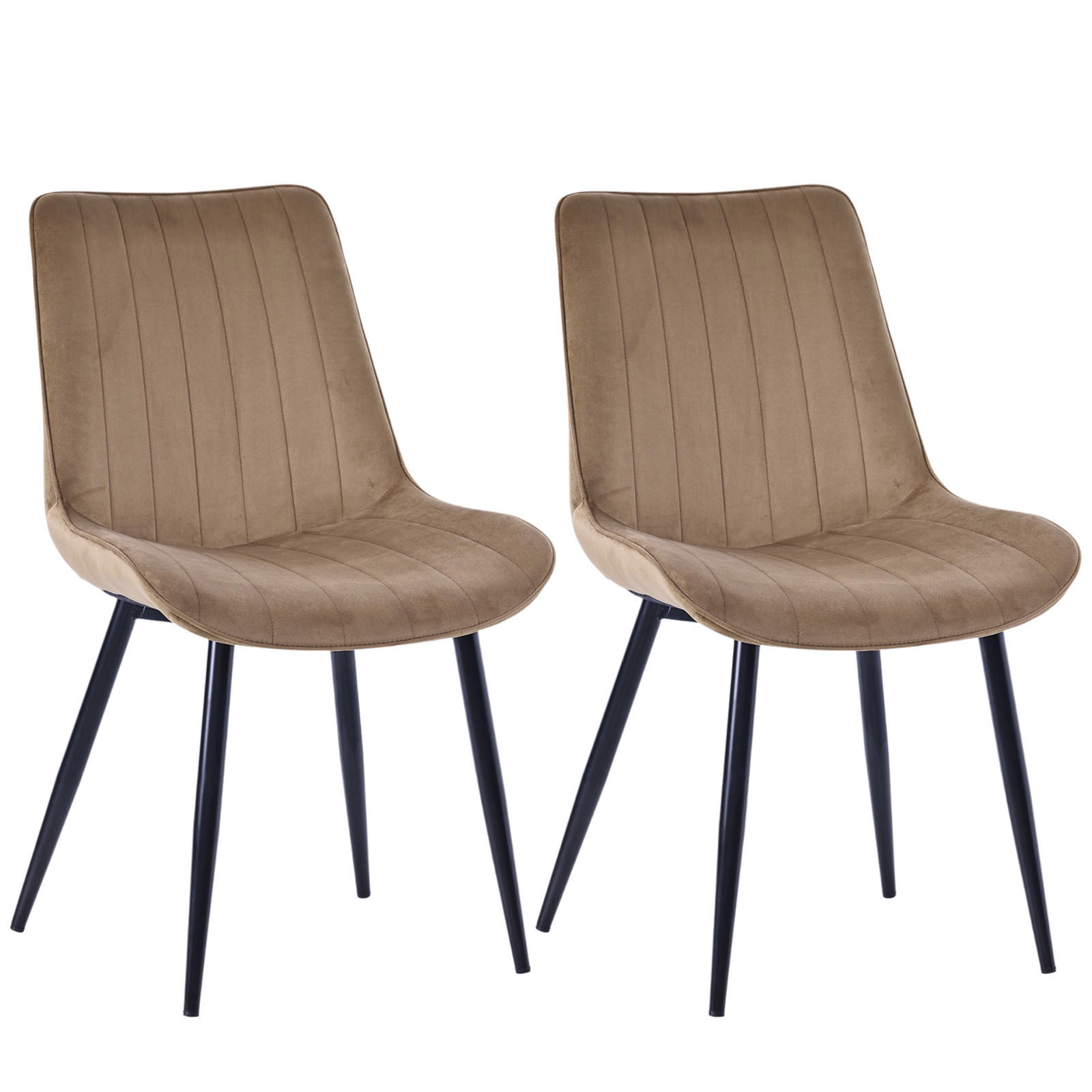 STUHL-SET 2 Stück aus Samt in Modernem Stil-YZ1 - Champagner, Textil/Metall (53/88/62.5cm) - HOMAVO