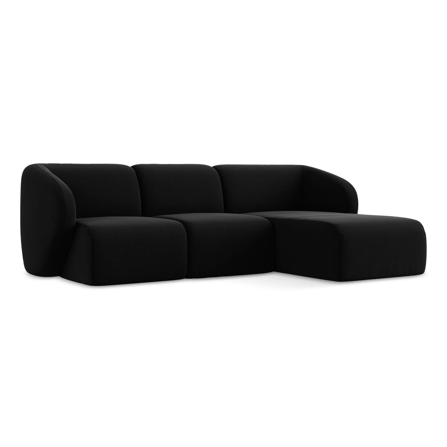 ECKSOFA Rechts Samt Stoff Schwarz - Schwarz, Holzwerkstoff/Kunststoff (248/166cm) - LaMiaSofa