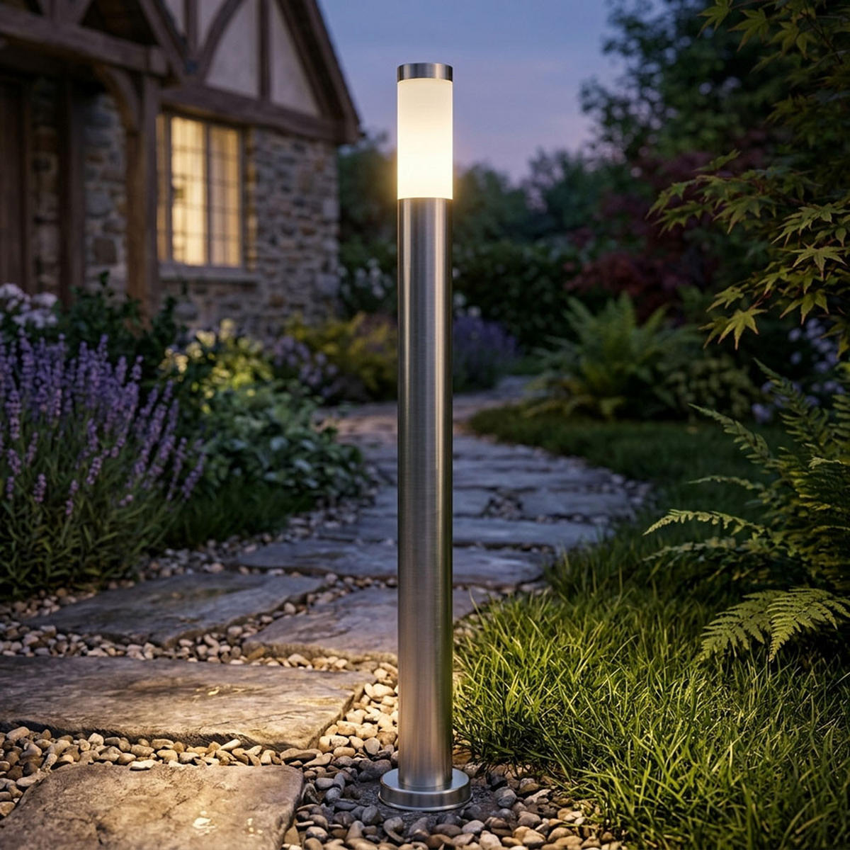 LED WEGELEUCHTE Edelstahl Silber - Silberfarben, Metall (7.5/7.5/110cm)