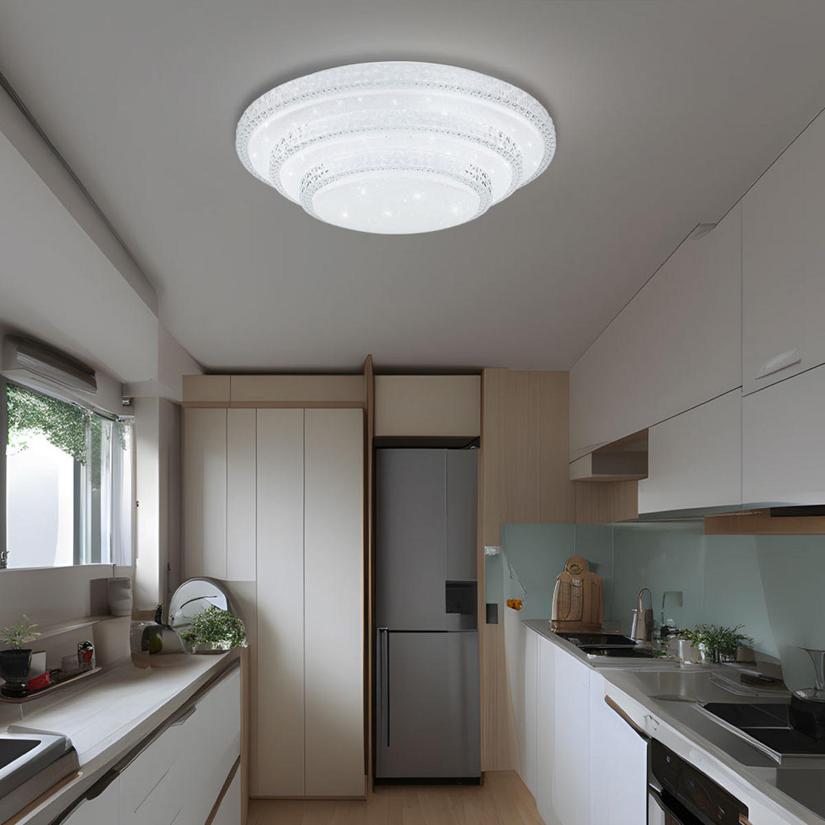 LED DECKENLEUCHTE MAGNIFIQUE Weiß Opal - Weiß, Metall (49.5/49.5/12.7cm) - Globo Lighting