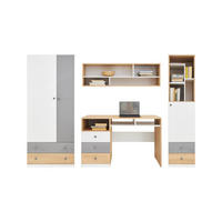 JUGENDZIMMER-SET POKO B 4-teilig in Biskuiteiche / Weiß Lux / Grau - Eichefarben/Weiß, Holzwerkstoff (250/190/55cm) - Deine Möbel 24