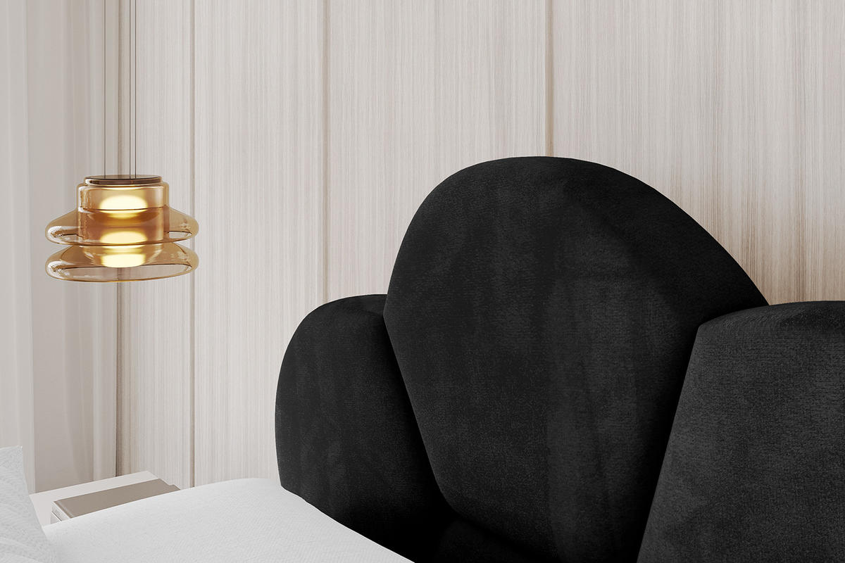 POLSTERBETT mit Bettkasten und Lattenrost, Bett mit Matratze H3/H4 - LANA 120x200 Schwarz - Schwarz, Holzwerkstoff/Textil (120/200cm) - ALTDECOR