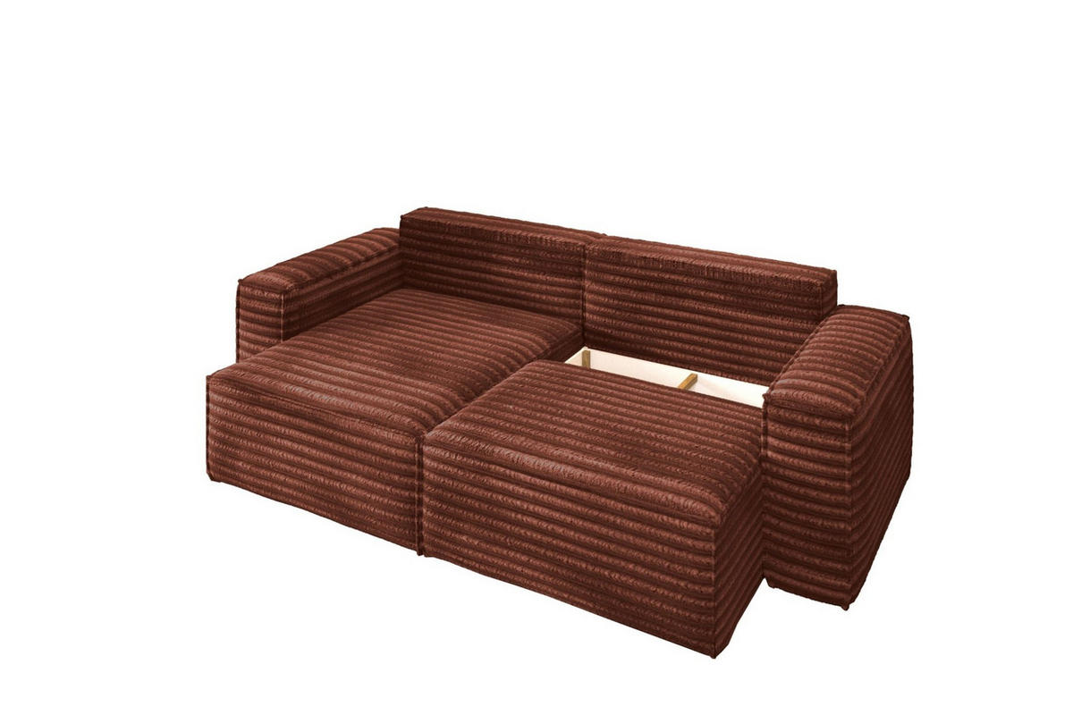 ECKSOFA Schlafsofa Madlen - Rotbraun, Holzwerkstoff/Textil (248/140cm) - Fun Möbel