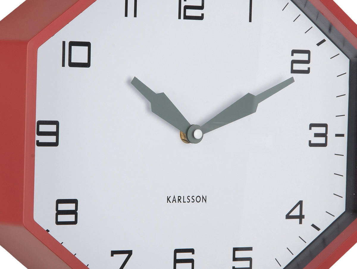 WECKER Modern Factory Octagon Rot 32/32/26 cm - Rot, Kunststoff (32/26/32cm) - Karlsson