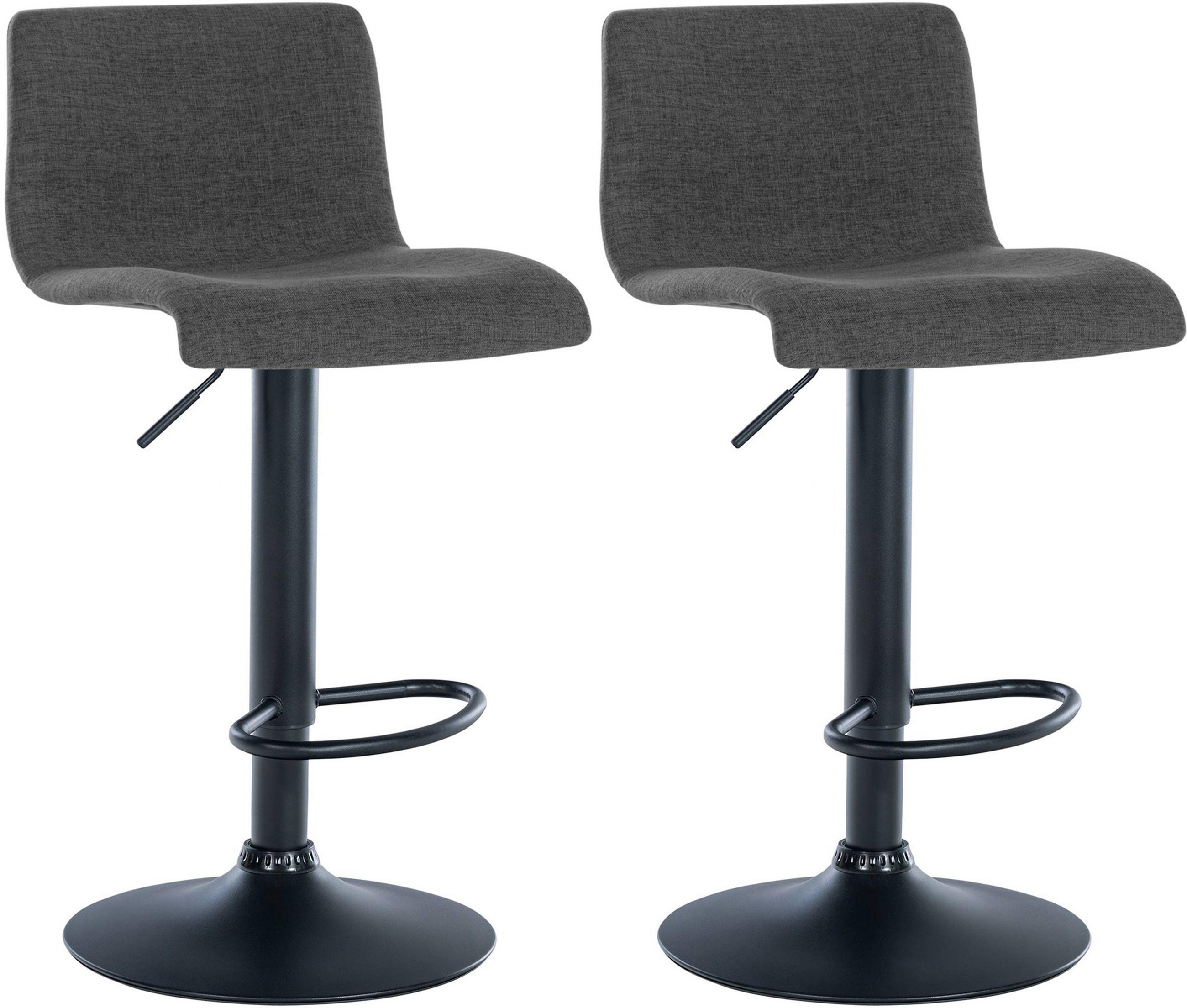 BARHOCKER 2er Set Brandon Stoff dunkelgrau - Dunkelgrau/Schwarz, Textil/Metall (39/104/36cm) - TPFLiving
